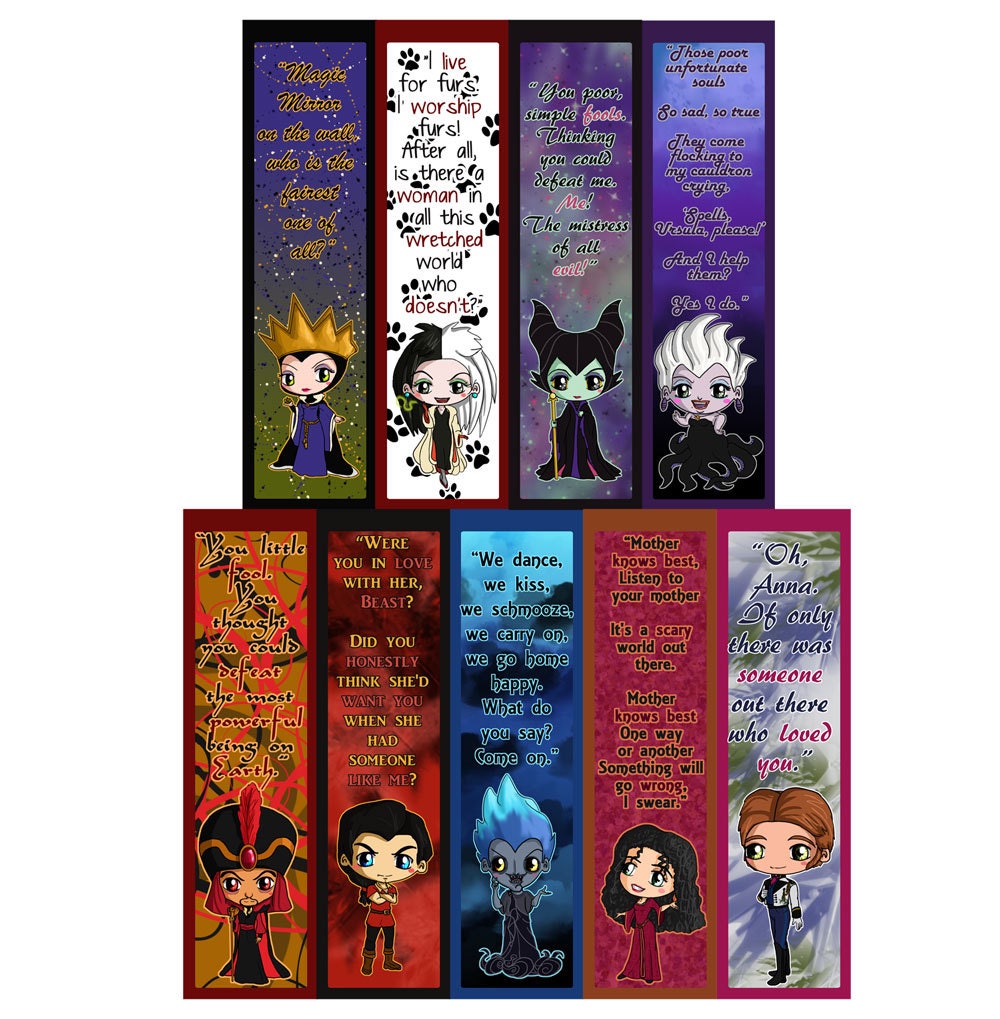 disney villains chibi bookmarks maleficent the evil by