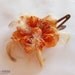 Flower Feather Hair Clip - Snap Hair Clip - Fabric Flower Hair Piece - Orange Feathers and Flowers - Handmade Hair Accessory