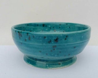 Pottery Ceramic Sugar Bowl Small Turquoise Handmade in UK