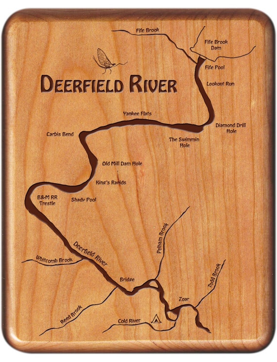 DEERFIELD RIVER MAP Fly Box Handcrafted Custom Designed