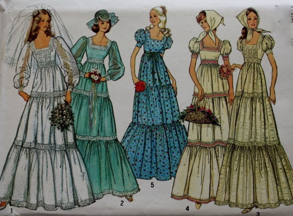  BoHo  Wedding  Bridesmaid  Dress  Vintage Sewing Pattern 