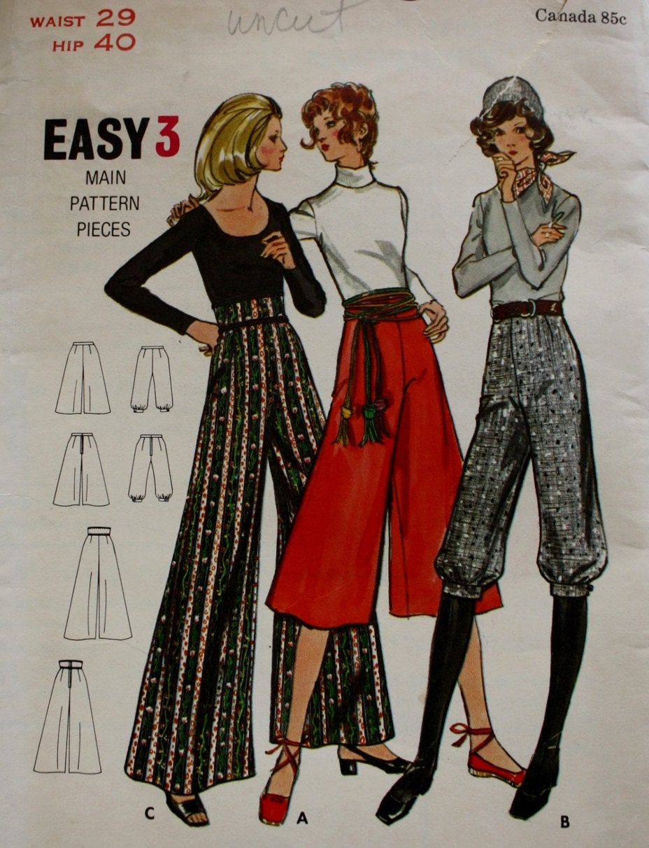 Gaucho Pants Sewing Pattern / Two Lengths /Evening Length