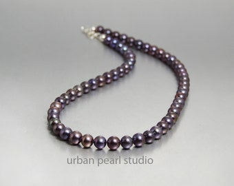 Black Pearl Necklace, Strand Of Pearls, Black Pearls, Black Pearl Choker Necklace, Gifts for Her, Under 50 Dollars, Bridesmaid Gift