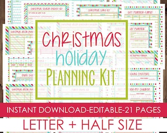 50% OFF Christmas Planner, Holiday Planner, Printable Christmas Planner Kit, Letter Size + Half Size Included, 21 Pages, INSTANT