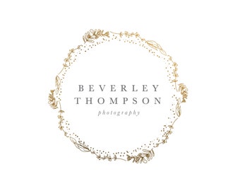 Premade Hand drawn Sketched Wreath Logo - Photography Logo and Watermark Design - Photography or Boutique Logo - Business Branding