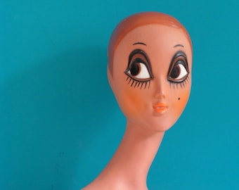 RESERVED - Vintage TWIGGY Mannequin Head Big Eye 1970s Shop Display Collectible Mod Retro