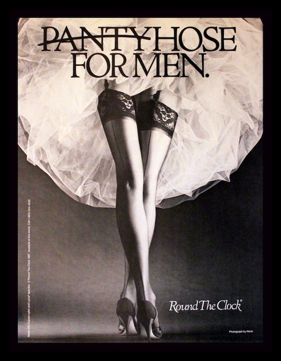 1987 Round The Clock Hosiery Ad Nylons Seams Thigh High