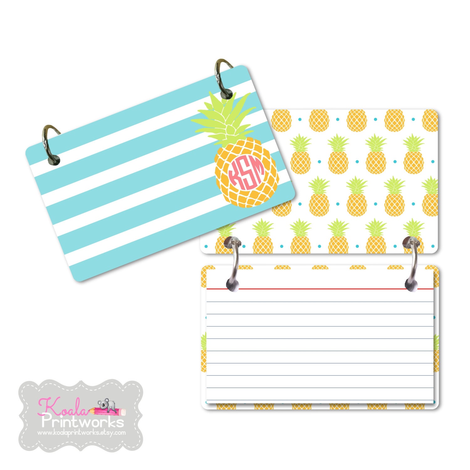 Personalized 3x5 Index Card Ring Binder You by KoalaPrintworks