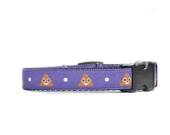 Emoji Poop Collar - As Seen on Buzzfeed - Blue Emoji Print Polkadot Halloween Costume Cosplay Dog and Cat Collar