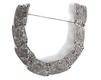 Antique Bracelet Silver Art Deco Filigree Jewelry