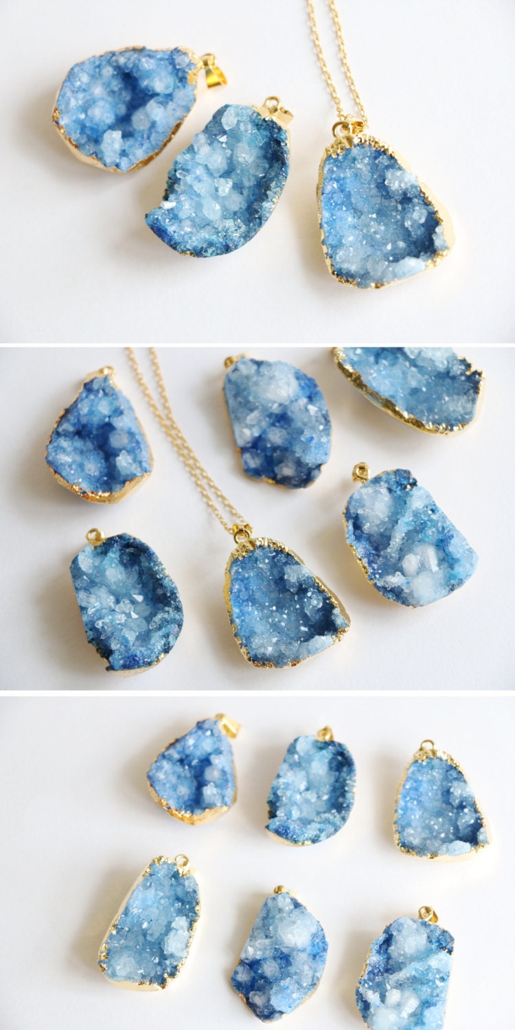 Raw crystal necklace Druzy necklace raw stone