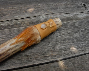 Citrine Rain Stick, Tribal Rain Stick, Feathered Rain Stick