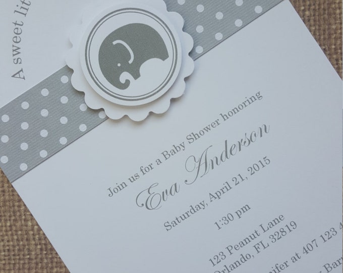 12x Elephant Baby Shower Invitations with Envelope