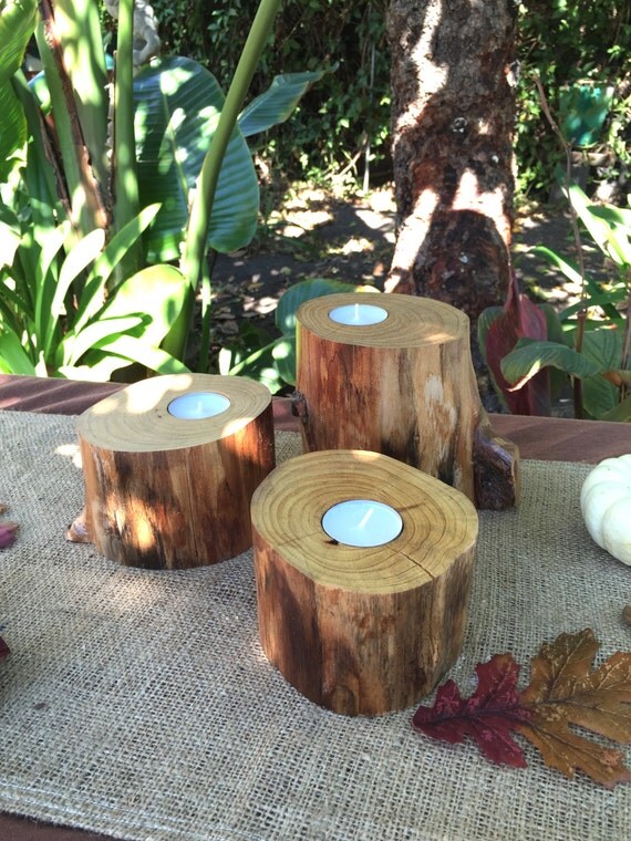 3 pc tree stump candle holders reclaimed tree branch tea 3 pc tree stump candle holders reclaimed tree branch tea