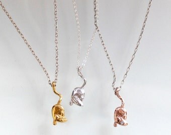 Mouse necklace - sterling silver/gold plated/10k rose gold