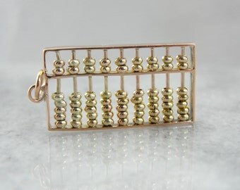 Vintage Yellow Gold Abacus Charm or Pendant, Help the Kids with Their Homework 28YAU9-R
