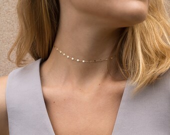 Chain Lace Choker Necklace, Gold, Silver, or Rose Dainty Choker Chain or Short Layering Necklace / LACE CHAIN by Layered and Long LN007_aj