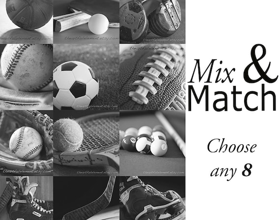 Sports decor boys room, Football art, Baseball decor, Sports canvas, Man cave art, Fathers day, Kids room art // Mix and Match Sports Prints
