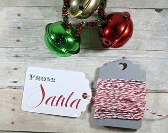 Santa Christmas Gift Tags Set of 10 Kraft Brown Holiday Tags