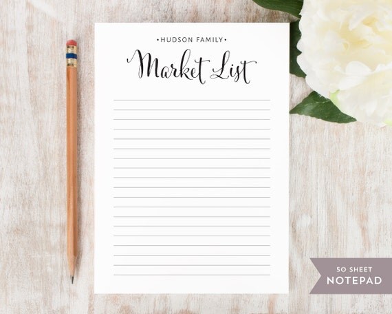 market list notepad