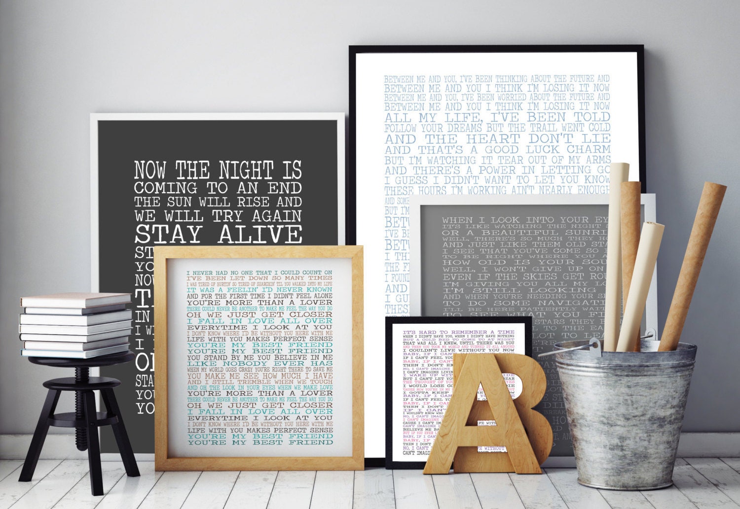 Customised song lyrics print Lyrics wall art typographic