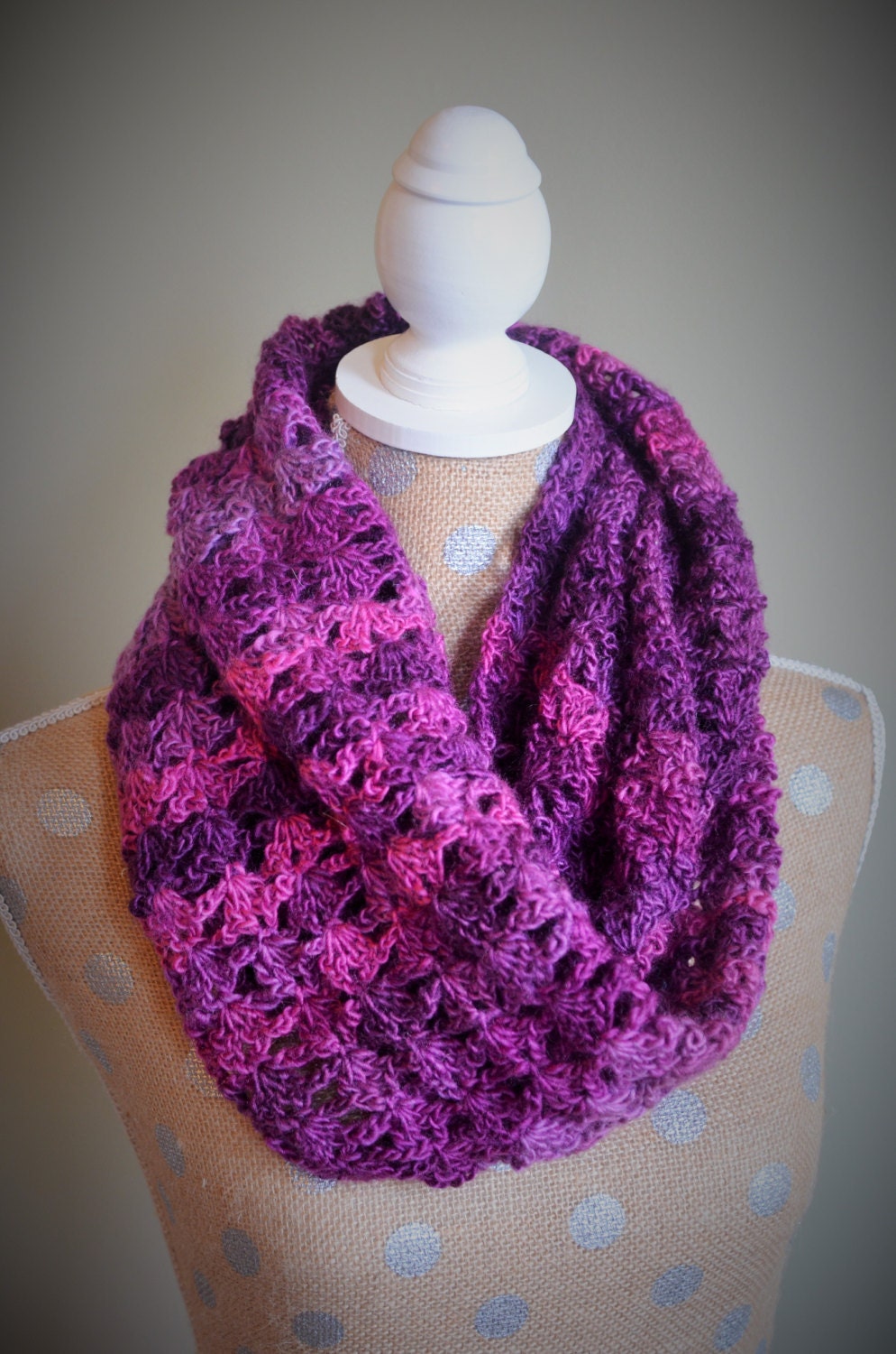 Download Shell Lace Crochet Scarf Infinity Scarf Available