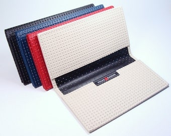 New, Vintage Style, Auto Upholstery Vinyl, VW Bug Checkbook Cover, Black, Blue, Red, Ivory