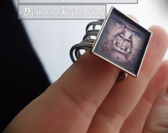 demon ring, sketchart ring, monster ring, wire ring,