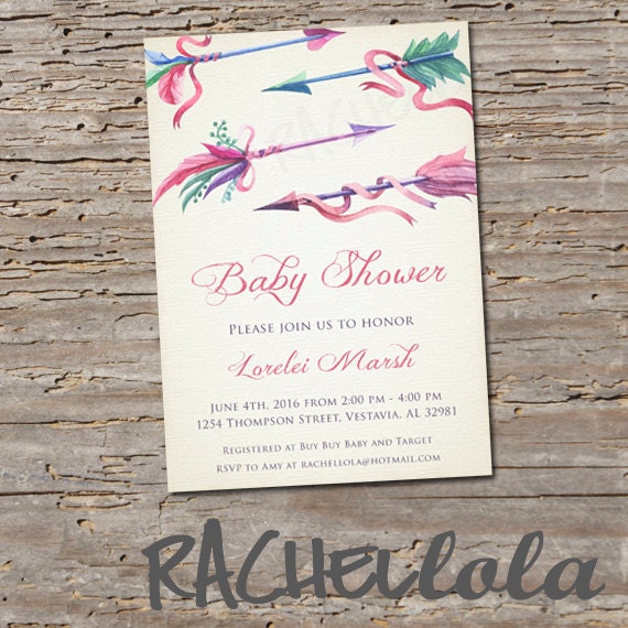 Items similar to Arrow Baby Shower invitation, digital print, birthday ...