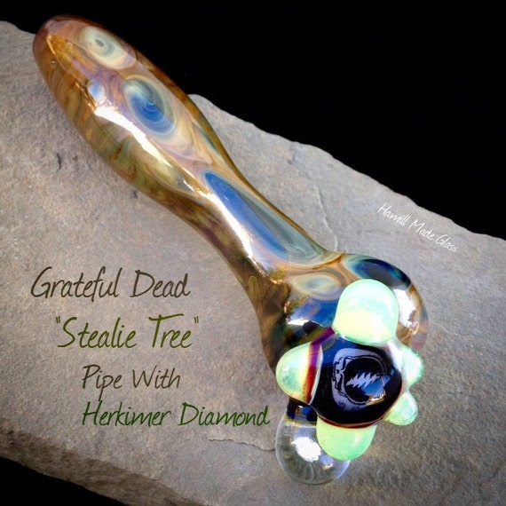 Grateful Dead Stealie Tree Pipe With Herkimer