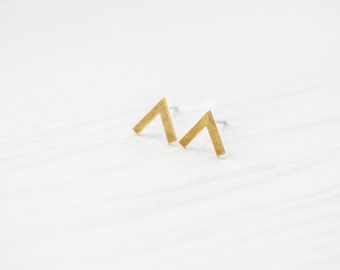 Brass Chevron Minimal Ear Studs