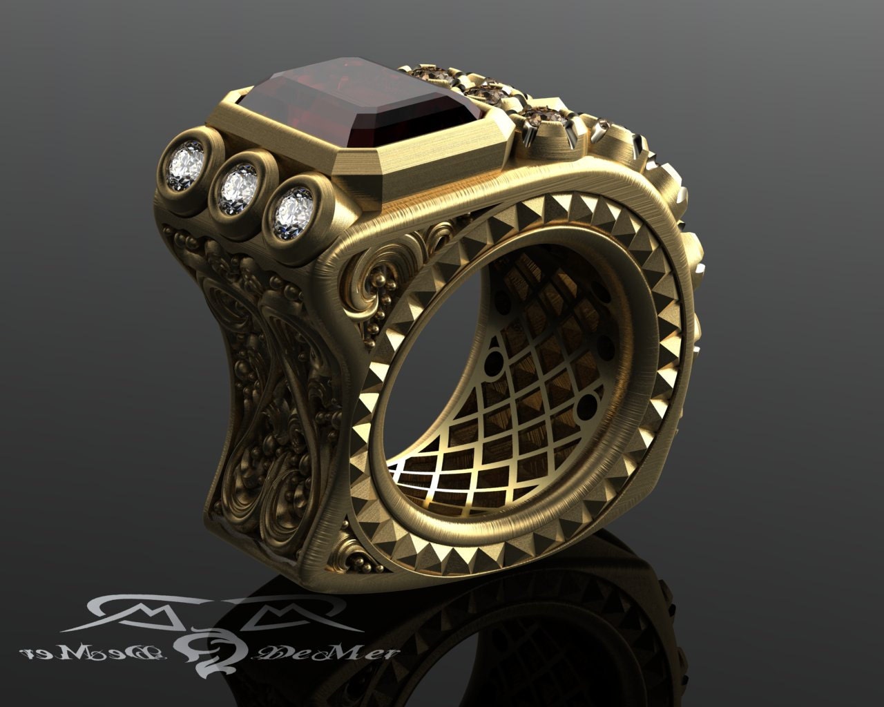 Men's pinky ring in very heavy solid gold 7ct and