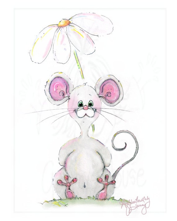 Whimsical // Watercolor Mouse // Nursery Art // Gender Neutral