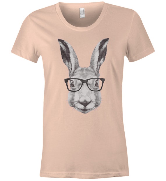 Rabbit With Glasses T Shirt Soft American Apparel Poly