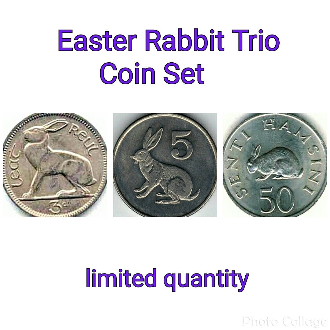 Easter Special Rabbit coin trio three bunny coins from
