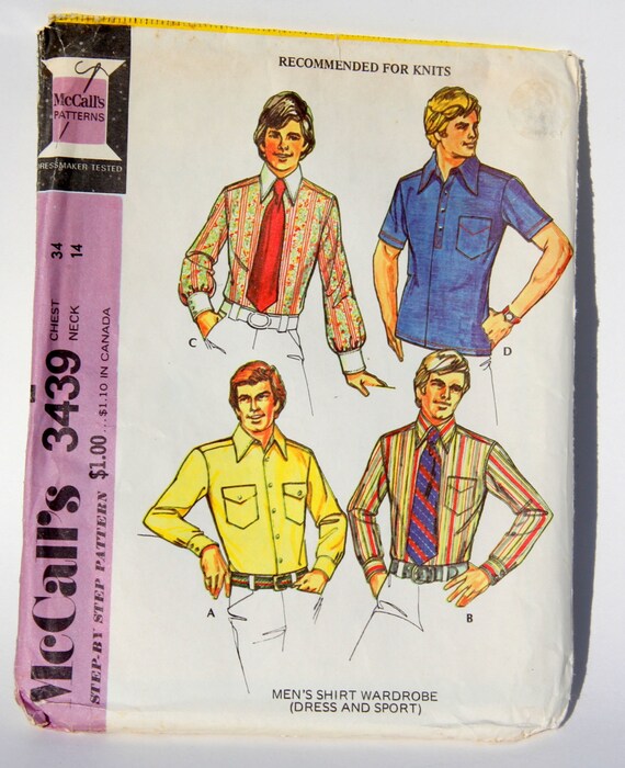 Suave 70's Shirt Pattern for Men McCall's by NostalgiaVermont