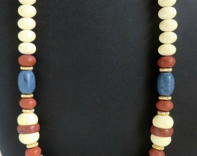 AVON Indian Summer Necklace, Vintage 1980s Beaded Necklace