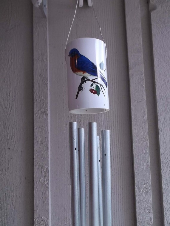 Bluebird Yard Art PVC Wind Chime with Solar by BirdBrainInventions