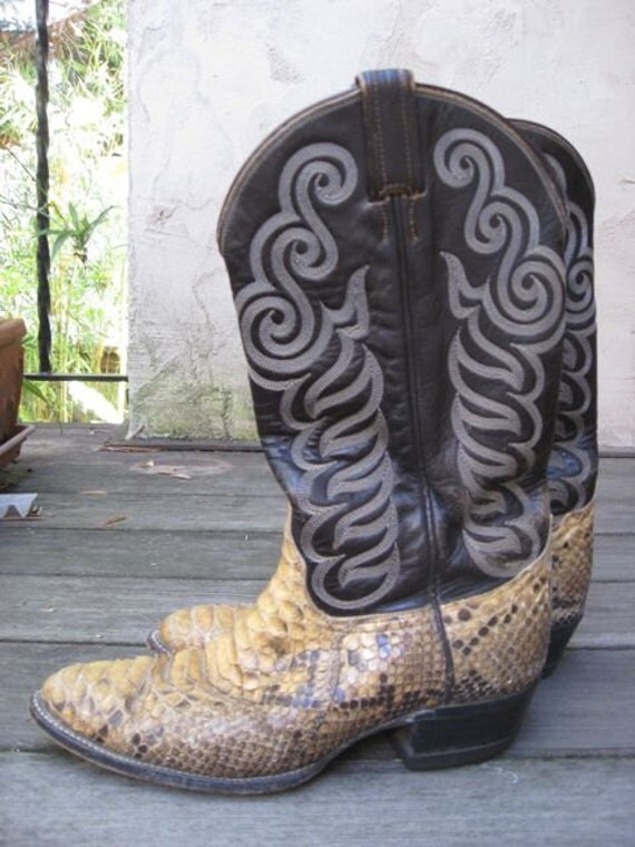 Vintage Tony Lama Python Snake Skin Cowboy Boots Men's