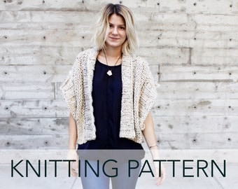 Knitting Pattern // Ribbed Chunky Cardigan Shrug Boho Topper // Mont Blanc Cardigan PATTERN