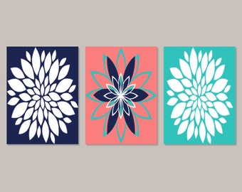 Teal And Brown Wall Decor bedroom wall art prints or canvas teal brown dahlia flower Teal And Brown Wall Decor bedroom wall art prints or canvas teal brown dahlia flower