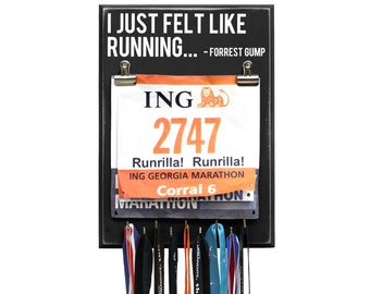 I Just Felt Like Running - Forrest Gump - Medal Bib Hanger - Black - 9 Hooks
