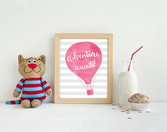 Adventure Awaits - Hot Air Balloon Nursery - Nursery Decor - Hot air balloon nursery - Kids Room Decor - Nursery Wall Art - Nursery Art