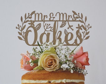 Rustic Woodland Personalised Paper Wedding Cake Topper