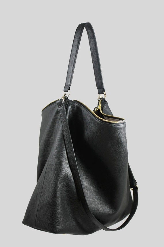 NELA Leather Hobo Bag LARGE Black by MISHKAbags on Etsy