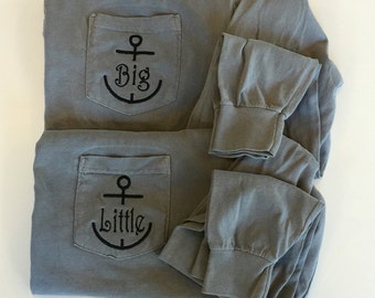 Big Little Sorority Reveal Shirts With Anchors - Long Sleeve - Comfort Colors