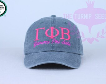 Gamma Phi Beta Sorority Baseball Cap - Custom Color Hat and Embroidery.