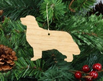 Golden Retriever Ornament Design Two in Wood or Mirror Acrylic Customizable with Name