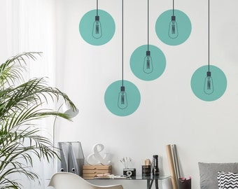 Industrial Lights Wall Decal - Vintage Lamp Wall Sticker - Round Light Bulb Sticker