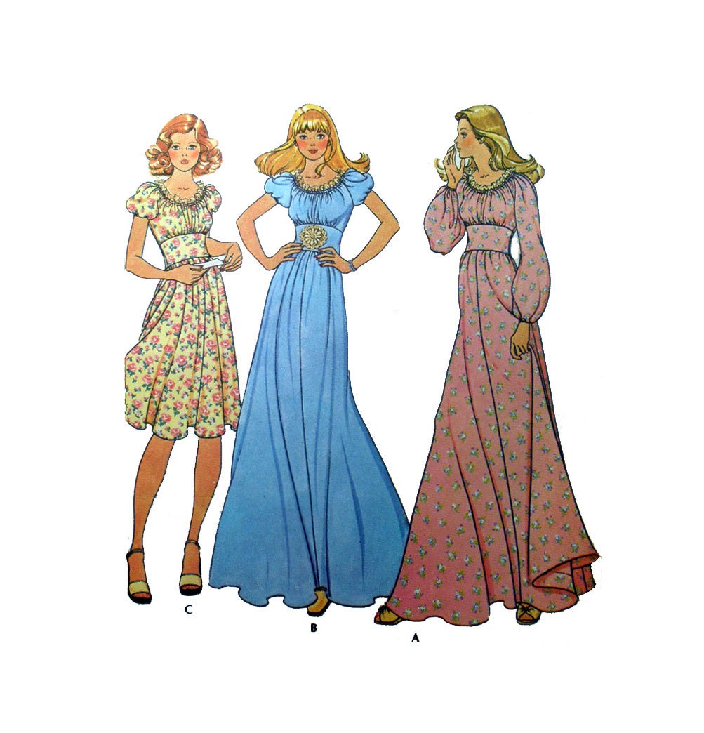 Peasant Maxi Dress Sewing Pattern Flared Skirt Fitted